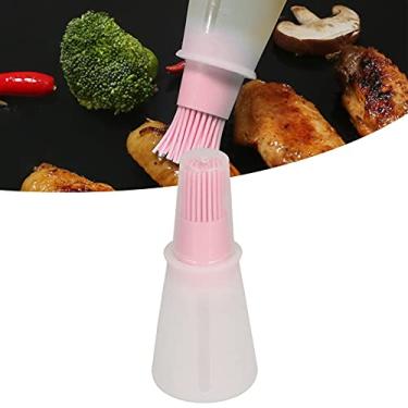 Imagem de Escova de silicone para utensílios de cozinha, escova multifuncional de óleo para churrasco com tampa de garrafa transparente, ferramenta de cozinha para churrasco e cozinhar (rosa)