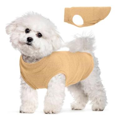 Imagem de Suéter de lã para cães pequenos - cáqui, M - colete pulôver | Moletom quente e elástico, jaqueta de inverno leve para movimento livre, camiseta sazonal para cães, Shih Tzu, Papillon