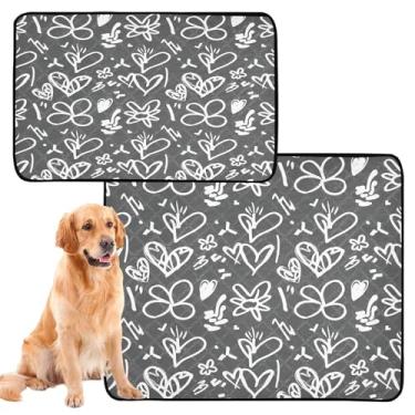 Imagem de CEBUGI Almofadas de xixi laváveis para cães, pacote com 2, almofadas impermeáveis para filhotes de cachorro, antiderrapante, à prova de vazamento, para cama de cercadinho, corações brancos