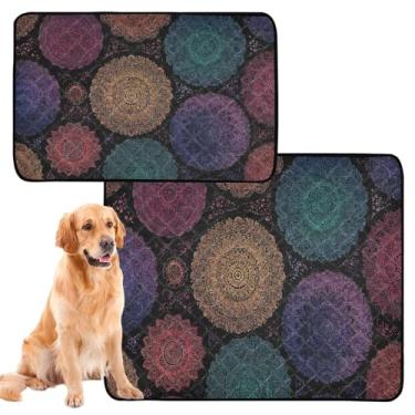 Imagem de CEBUGI Almofadas de xixi laváveis para cães, pacote com 3, almofadas impermeáveis para filhotes de cachorro, antiderrapante, à prova de vazamento, para cama de cercadinho, padrão mandala