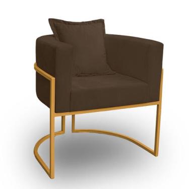 Imagem de Poltrona para Sala Base de Metal Dourada Reforçada Liz Veludo - LH Dec