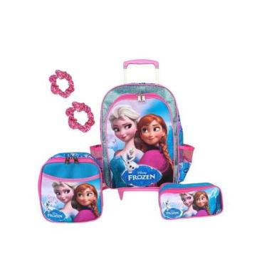 Imagem de Kit mochila de rodinhas unicórnio escolar infantil meninas brilho moda