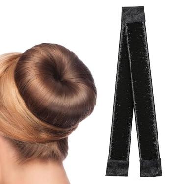 Imagem de Máquina de fazer coque de cabelo feminino donut estilo anel, rosquinha média, donut, coque, acessórios de cabelo, preto