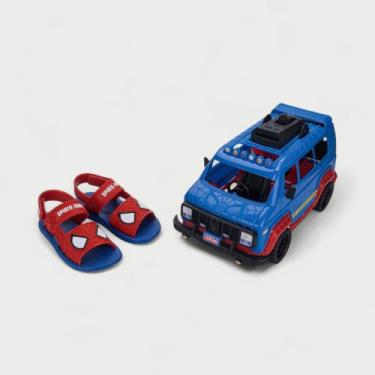 Imagem de Sandália Infantil Homem Aranha Com Furgão Grendene Kids Vermelha, Azul