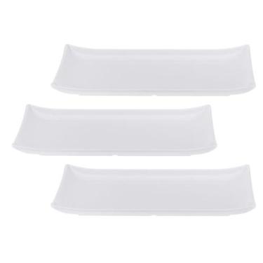 Imagem de Kit Três Travessa de Melamina Retangular com canto 36,4 x 20,2 x 3,3 c