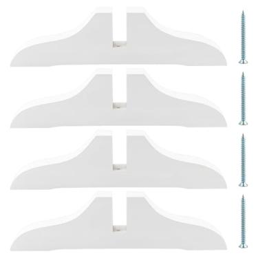 Imagem de 4 peças de suporte dobrável de madeira com parafusos, suporte de tela divisória de quarto, divisória de pés, suporte de tela de privacidade dobrável para hotel, escritório em casa (branco)