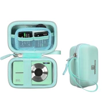 Imagem de Tourmate Capa rígida de armazenamento para câmera digital CAMKORY/VAHOIALD/QONGUDS/Canon PowerShot 180 190/Sony DSCW800 830 (ciano)