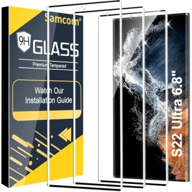 Imagem de Protetor de tela para Galaxy S22 Ultra - Vidro temperado transparente HD, desbloqueio de impressão digital, curvado em 3D, resistente a arranhões, sem bolhas para Samsung Galaxy S22 Ultra 5G Protetor