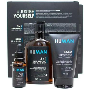Imagem de Kit Cuidados Masculinos: Shampoo 3x1 + Balm + Óleo de Barba Human
