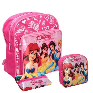 Imagem de Kit Mochila Infantil Feminina Costas Com Lancheira Estojo - Plike