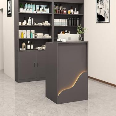 Imagem de Balcão de varejo moderno com gavetas para casa, escritório, salão, spas e lobby - balcão de recepção da recepção para caixa e varejo - Design compacto e econômico de espaço - Cor da loja