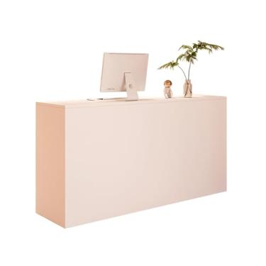 Imagem de Balcão de recepção moderno, balcão de recepção frontal com balcão, gavetas com trava, mesa de computador de balcão de varejo, mesa de recepção, para hotel de salão de beleza (bege, 100 x 42 x 92 cm)