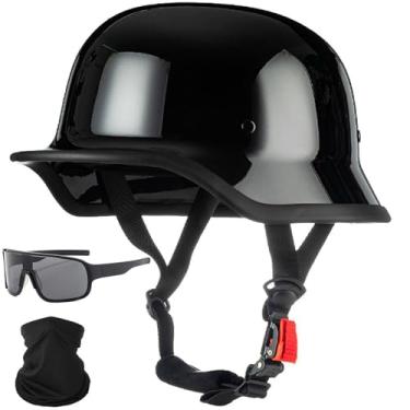 Imagem de Capacete retrô de meia face aprovado pelo DOT German Novelty Skull Cap Capacetes de motocicleta para adultos, fácil de usar, fivela de liberação rápida para adultos, homens e mulheres, grande
