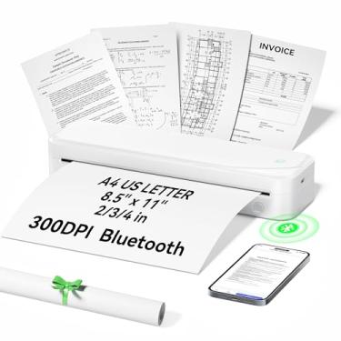 Imagem de Impressoras portáteis sem fio para viagens, impressora térmica sem tinta, suporta carta dos EUA de 21,6 x 28 cm, tamanho A4, impressora móvel Bluetooth compatível com iOS, Android e laptop para carro