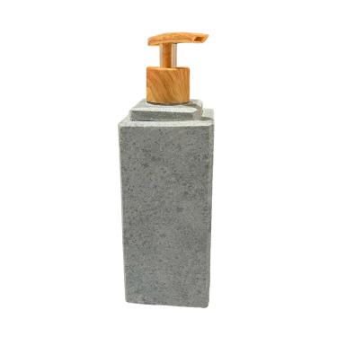 Imagem de Porta Sabonete Líquido Dispenser em Pedra Amadeirado 22x7cm