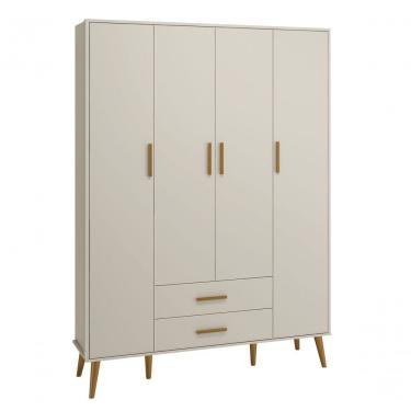 Imagem de Guarda-roupa Retrô 4 Portas Isis Areia Fosco - Moveisaqui