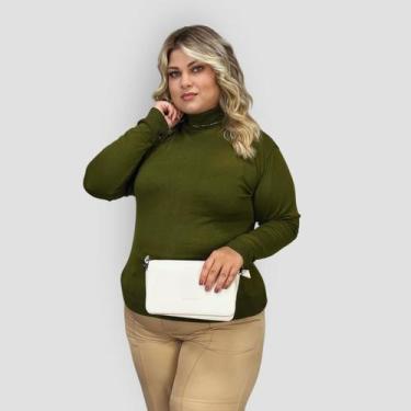 Imagem de Suéter Feminino Tricô Lã Manga Longa Cacharrel Inverno Liso - EXPOSIÇÃ