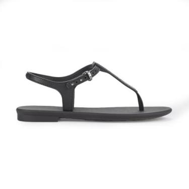 Imagem de Sandália Rasteirinha Feminina Grendha Ilumina Tira Strass, Preto, 35