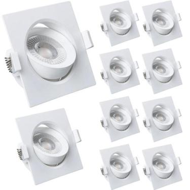 Imagem de Kit 10 Spot LED Quadrado 3W 3000K Direcional Bivolt  Luz aconchegante 