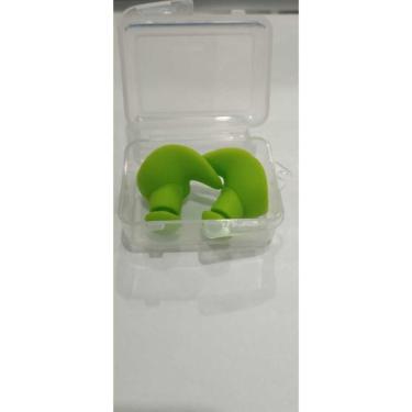 Imagem de Tampão de Ouvido para Natação à Prova D'água Textura Delicada Flexível Verde OEM 1 Par Silicone