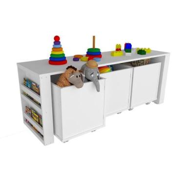 Imagem de Rack Com Baús Porta Carrinhos E Livreiro Caim 100% Mdf - WoodCore