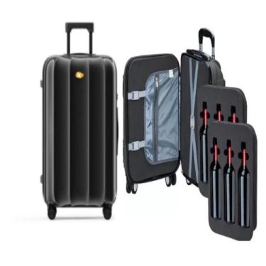 Imagem de Kit Mala Vinho Viagem Colmeia 6 Garrafas Espuma Bordo Anac Winebag Pro