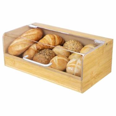 Imagem de Porta Pão Bambu Guarda Pães Bolos Doces Mesa Posta Café da Manhã Padar