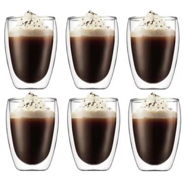 Imagem de Kit 6 Copo Duo De Vidro Camada Dupla Parede Chá Café 300ml - Imp