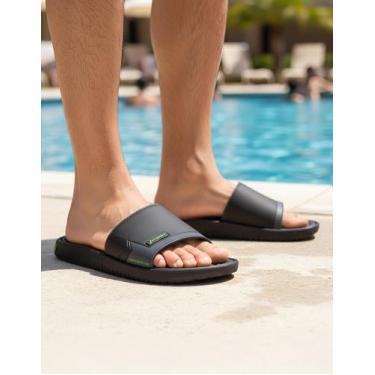 Imagem de Chinelo Masculino Slide Pump Rider 12424, Preto, Cinza, 42