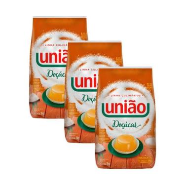Imagem de Açúcar Granulado União Doçucar  3 Pacotes de 1kg