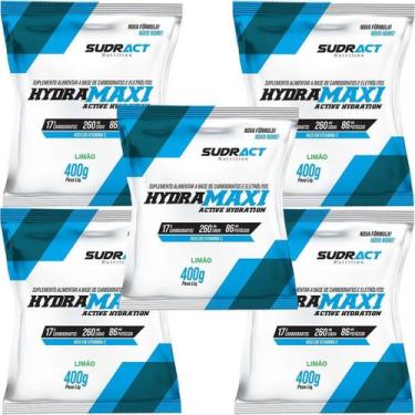Imagem de Kit 5X Hydramaxi Isotônico em Pó - 400g Refil Limão - Sudract Nutritio