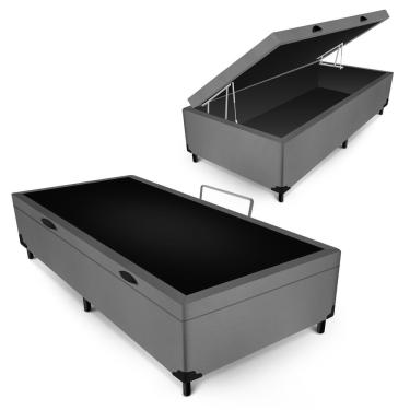 Imagem de Box Baú Max Ultra 88CM Solteiro Suede com Estrutura em MDF Chumbo Maxispuma 88CM