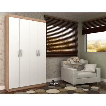 Imagem de Armário Multiuso 4 Portas 8 Prateleiras Milão Espresso Móveis Demolição/ Branco