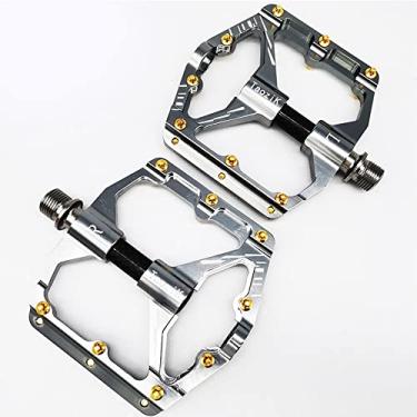 Imagem de Pedal de eixo de titânio com três peilins de fibra de carbono, antiderrapante, rolamento de liga de alumínio, eixo de titânio, 3 rolamentos para mountain bike, bicicleta de estrada (prata)