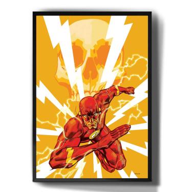 Imagem de Quadro decorativo Emoldurado Retro Flash Super Heroi Desenho para sala quarto