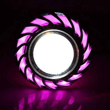 Imagem de Ymiko Faróis de LED para motocicleta Lâmpada de farol de motocicleta LED Projetor Lente Halo Único Olho de diabo Luz de foco Alto/Baixo (rosa)