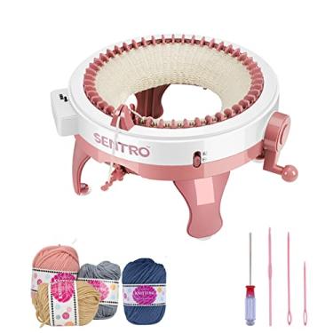 Imagem de Máquina de tricotar 48 agulhas, tear de tricotar rotativo duplo com contador de filas, tricô de bricolagem para adultos e crianças
