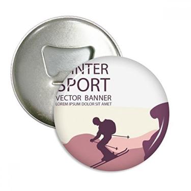 Imagem de Bastões de esqui para esportes de inverno, padrão abridor de garrafas, ímã de geladeira, emblema multifuncional