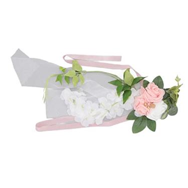 Imagem de Decorações de Flores para Cadeiras de Casamento, Flores Artificiais para Trás Textura Delicada Detalhes Finos Simulação Ao Ar Livre para Casamento para Festa (Rosa)