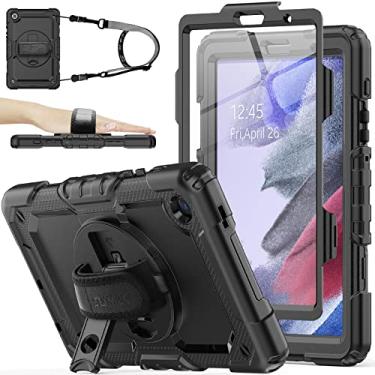 Imagem de SEYMAC stock Capa para Samsung Galaxy Tab A7 Lite 8,7 polegadas SM-T220/T225, capa à prova de quedas com [alça de mão rotativa 360] e suporte [porta-lápis] [protetor de tela] para