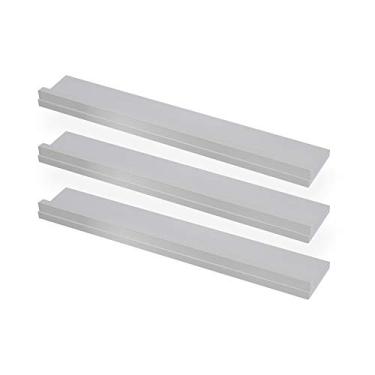 Imagem de KIT 3 Prateleiras Quadros Fotos 60x10 Madeira MDF Brancas + Suporte Invisível