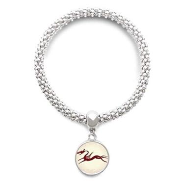 Imagem de DIYthinker Pulseira de prata com pingente de dragão chinês com retrato de animal e corrente ajustável