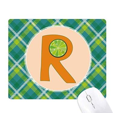 Imagem de Mouse pad R Alphabet Orange Fruit Green Lattices Grid Pixel