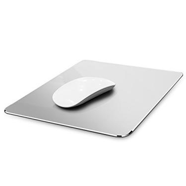 Imagem de Mouse pad de metal de alumínio, ultrafino, para inverno e verão, duplo uso, impermeável, controle rápido e preciso para jogos e escritório (prata) ..., Small Silver, Small