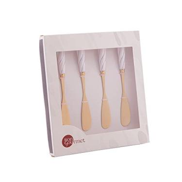 Imagem de WOLFF - Conjunto 4 Espátulas de Aço Inox Dourado com Cabo de Cerâmica Branco