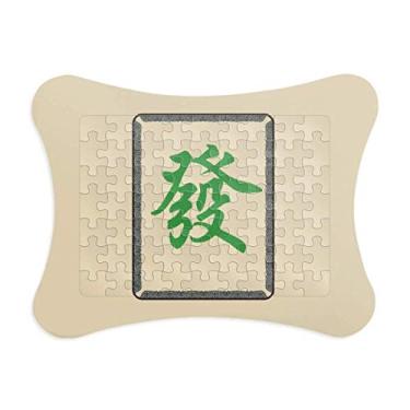 Imagem de Moldura de quebra-cabeça com estampa de azulejos mahjong verde para decoração de quadros, quebra-cabeça