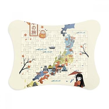 Imagem de Moldura de quebra-cabeça de mapa cultural tradicional japonês, decoração de quadros, ornamento de jogo de quebra-cabeça