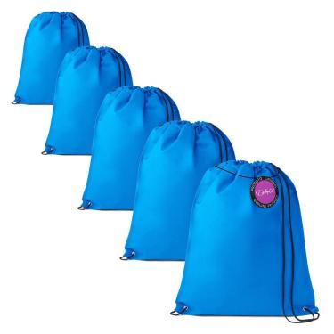 Imagem de Kit 5x Mochilas tipo Saco Gym Sack em TNT Premium 33x40cm Marino TopGet