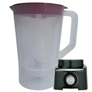 Imagem de Jarra para Liquidificador Mondial Turbo Power Compatibilidade com Philco PH900 Fun Kitchen Max 2 e Britania B1000 Translúcido com Tampa Vermelha