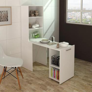 Imagem de Bancada Estante Articulável Retrátil Multiuso Cozinha 54x168,5cm Branco